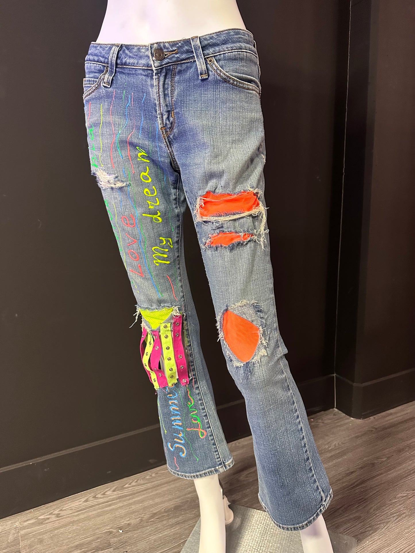 Painted Neon Stripe Jeans