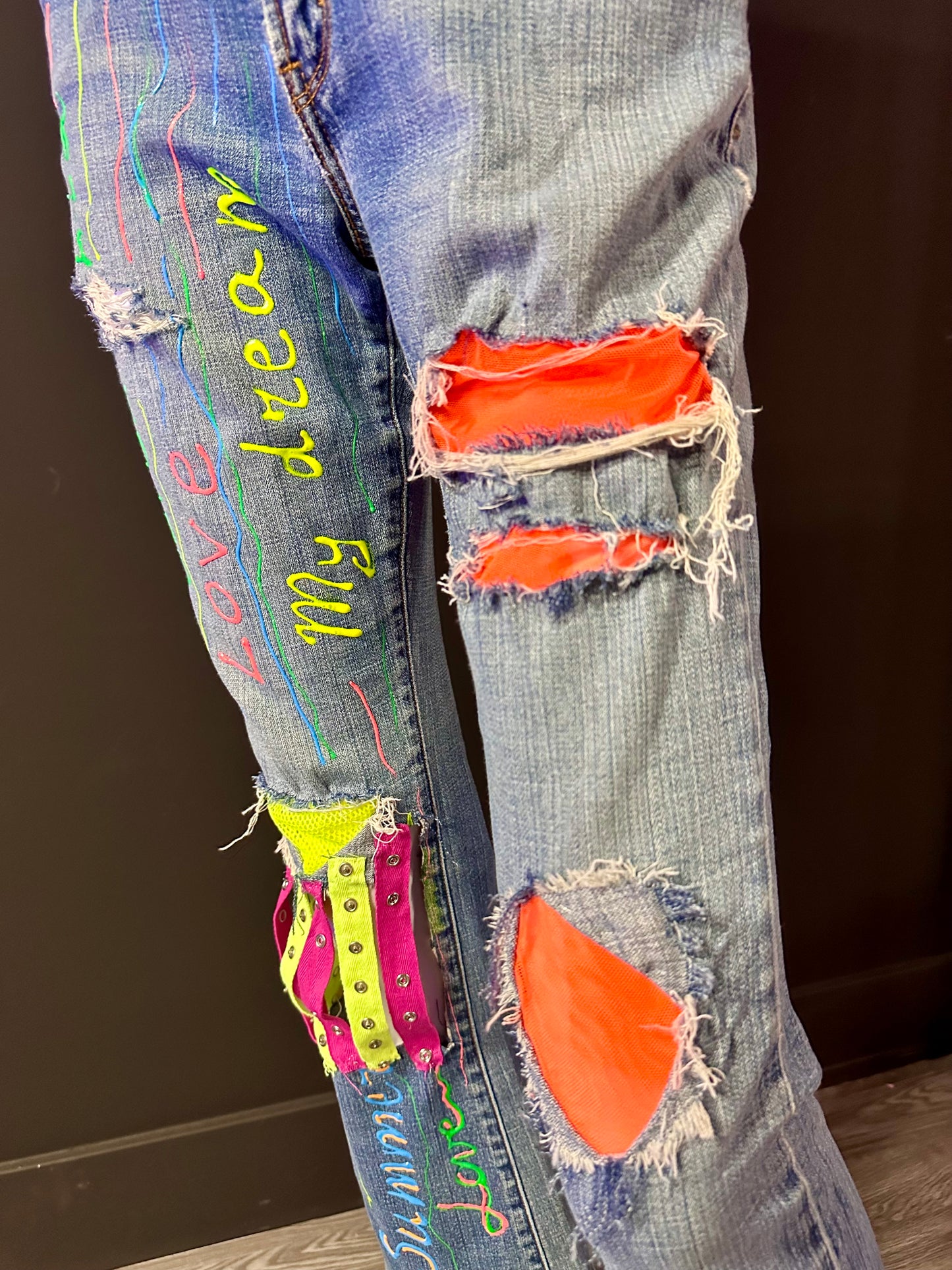 Painted Neon Stripe Jeans