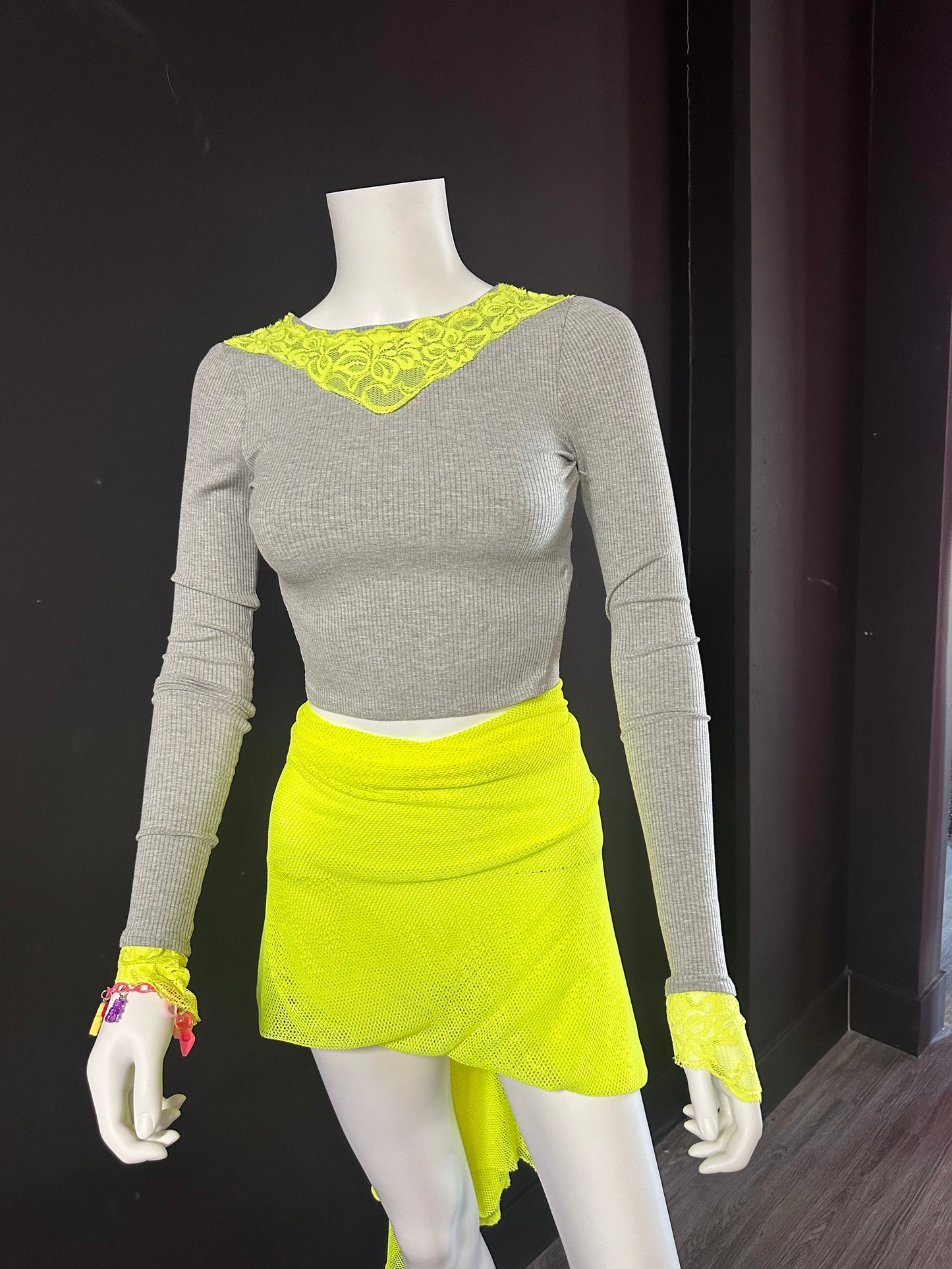 Neon Yellow Open Back Stretch Top