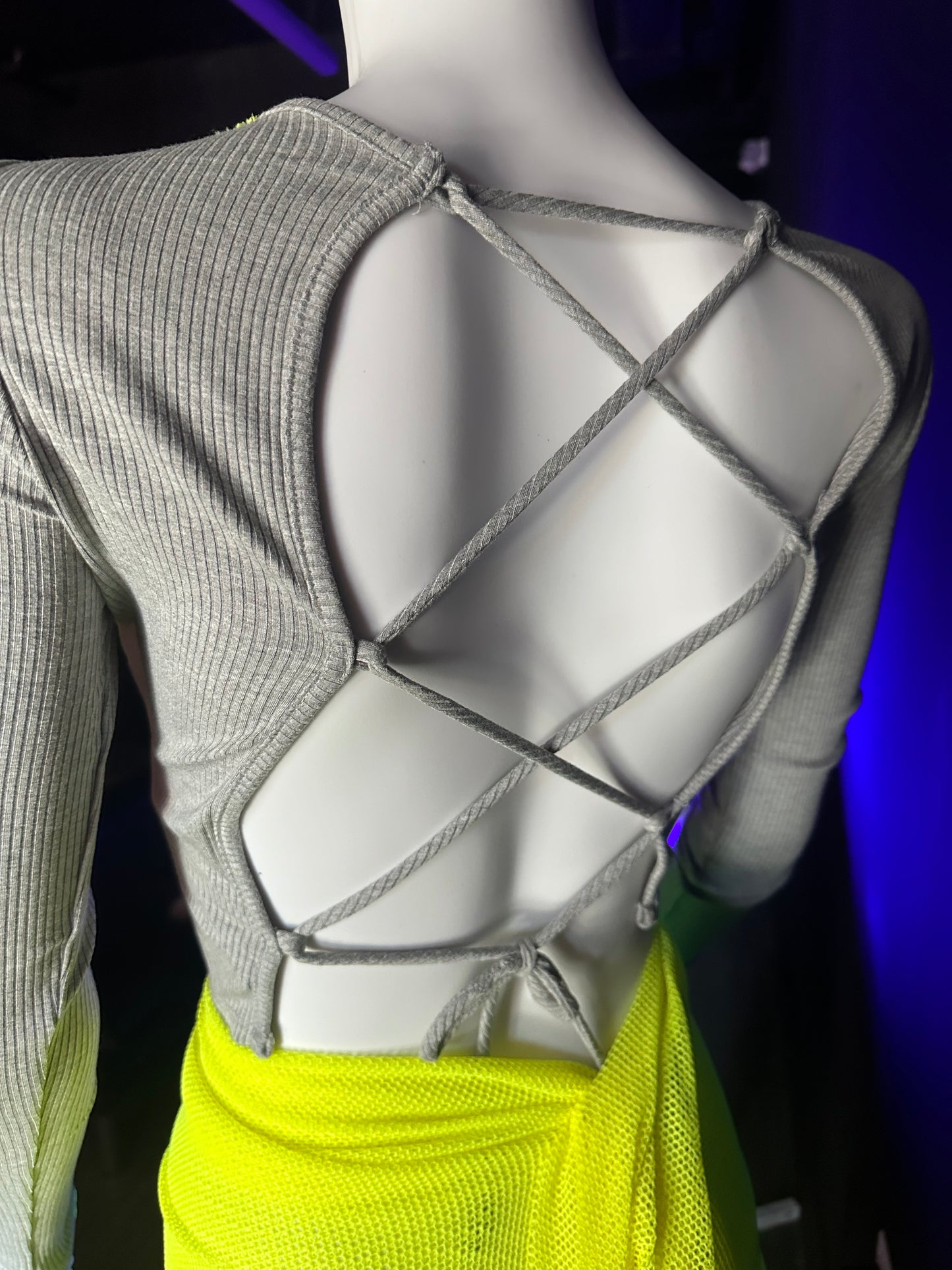 Neon Yellow Open Back Stretch Top